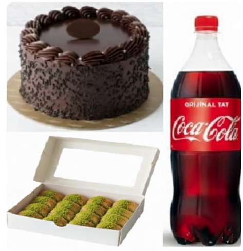 Kare Dikdörtgen Yaş Pasta + Fıstıklı Baklava 9-10 Kişilik Menü